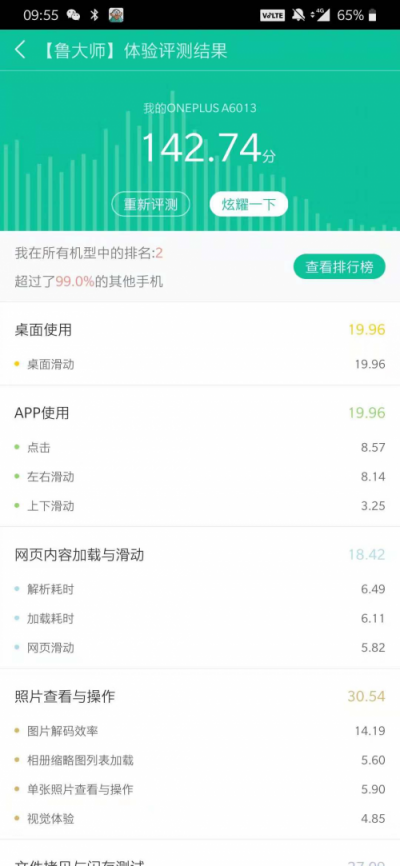 一加6T鲁大师性能+流畅度跑分曝光，超32万分！