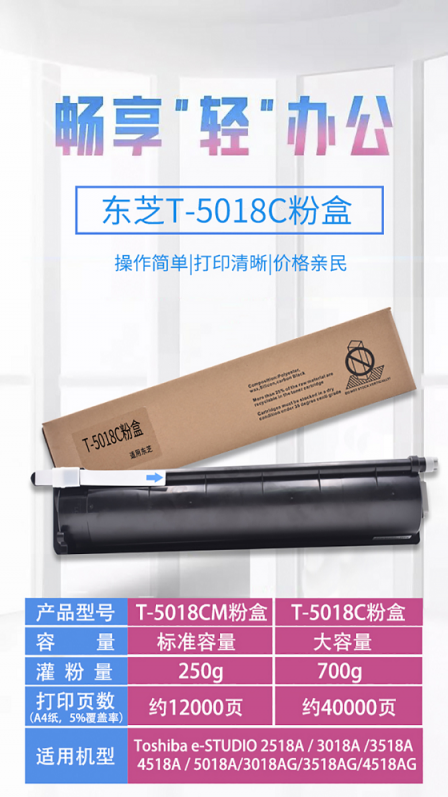 首发！大手印科技发布兼容东芝新品彩色复印机粉盒T-FC415以T-5018