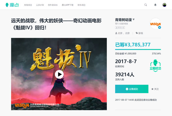 《哪吒之魔童降世》正版周边衍生品摩点预售近800万，刷新中国动漫行业众筹新纪录