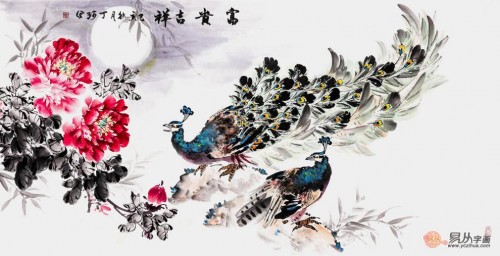 家里挂花鸟画好吗？丁珂手绘牡丹国画，挂在家里好看又吉祥