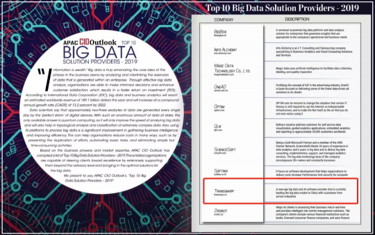 星环科技被APAC CIO Outlook评为TOP 10大数据方案商