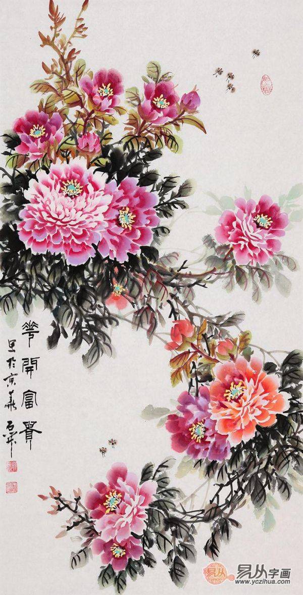 进门口玄关挂什么画，吉祥富贵花鸟画就选这些