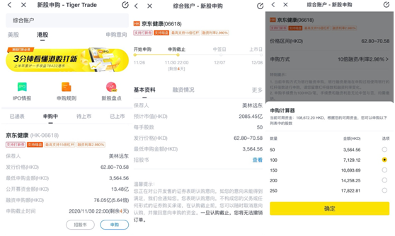 京东健康冲刺港交所今起招股，老虎证券打新通道已开启最高支持15倍杠杆