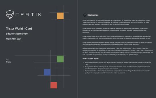 CertiK完成对Trister World首个NFT项目tCard的合约安全审计