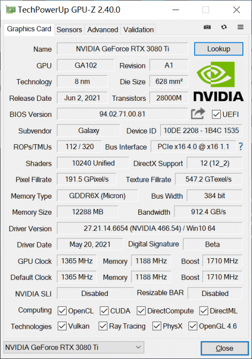 影驰 RTX 3080Ti评测 