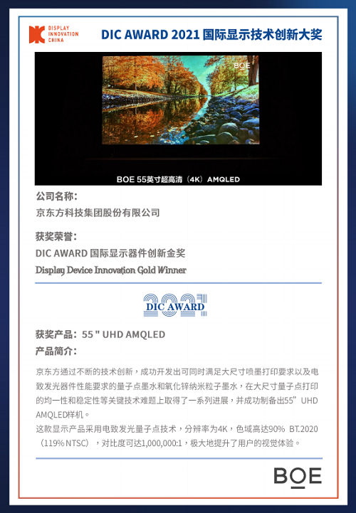 DIC 2021 显示技术及应用创新展在沪启幕！DIC AWARD奖项揭晓，这些显示企业摘得桂冠！