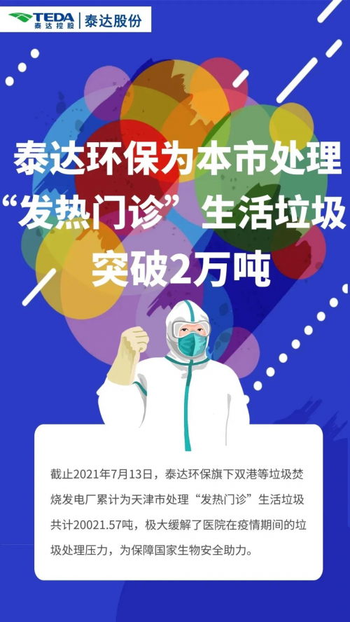 泰达控股所属泰达环保为天津市处理发热门诊生活垃圾突破2万吨！