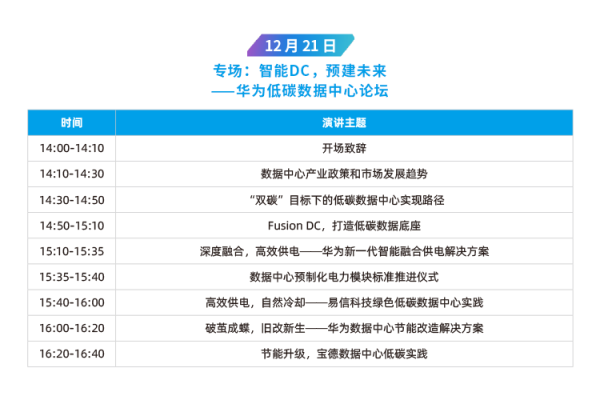 IDCC2021 智能DC，预建未来 华为低碳数据中心论坛