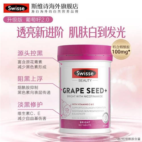 Swisse葡萄籽烟酰胺片配方创新升级，重塑透亮美肌