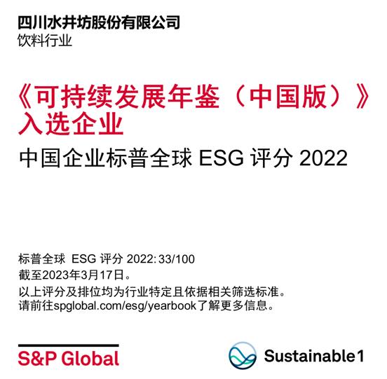 水井坊入选标普首期《可持续发展年鉴（中国版）2023》